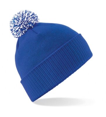Beechfield snowstar sapka beanie dupla rétegű, kötött anyag kétszínű pom pom