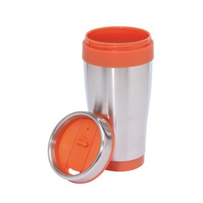 Lungo duplafalú termo bögre kívül rozsdamentes acél, belül műanyag, 400 ml.