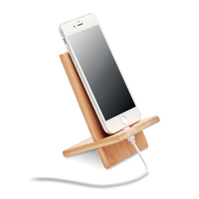 Whippy bambusz telefontartó Két részből áll, amely függőlegesen összeszerelhető a telefon tartásához.