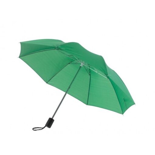 REGULAR összecsukható mechanikus esernyő: 2 szelvényes fém nyéllel és fém bordázattal, fekete műanyag fogóval és poliészter ernyővel