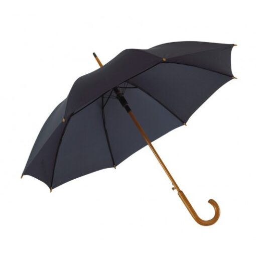 TANGO automata, fa esernyő: fém bordázattal, fa zárókupakokkal és fa hajlított markolattal, poliészter ernyővel, tépőzárral